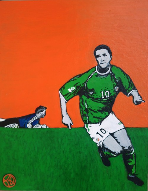 Robbie Keane, Ireland — football painting by Kevin Quinn